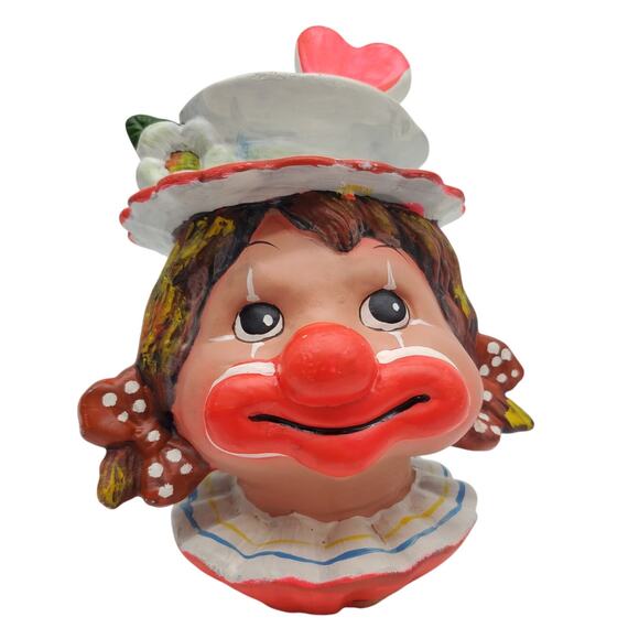 Clown Girl Head Ceramic Piggy Bank - 7' - Picture 1 of 6